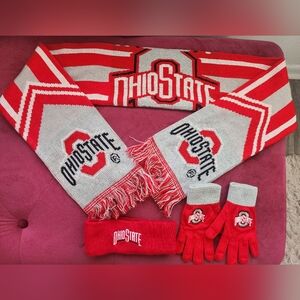 Ohio State Red and Gray Scarf Set
